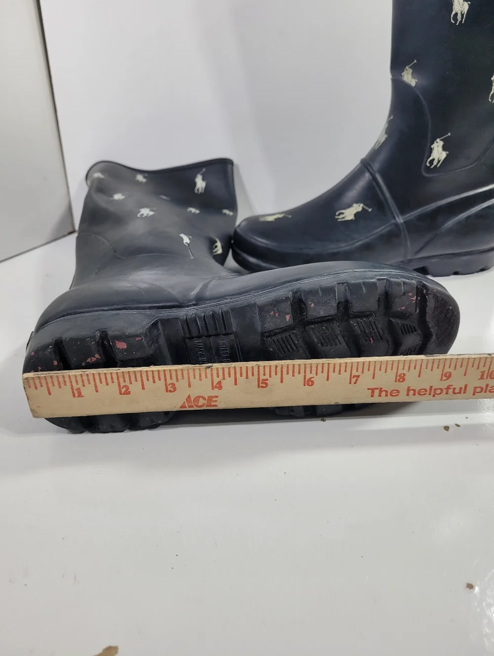 Polo Ralph Lauren Men 6 Women 7.5 Kids 6Y Rain Boots Pony All Over Print Wellies